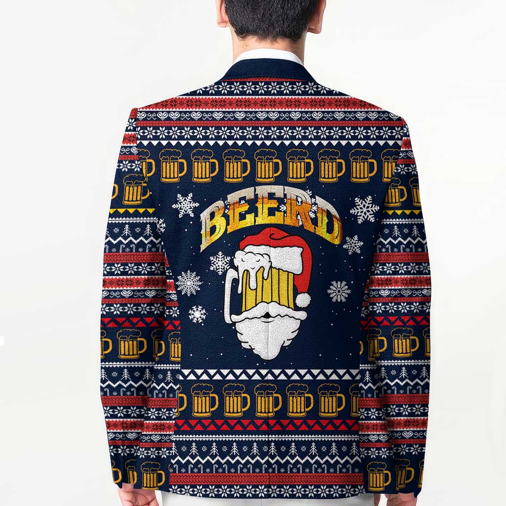 Santa Beerd Christmas Blazer Xmas Holiday Patterns - Wonder Print Shop