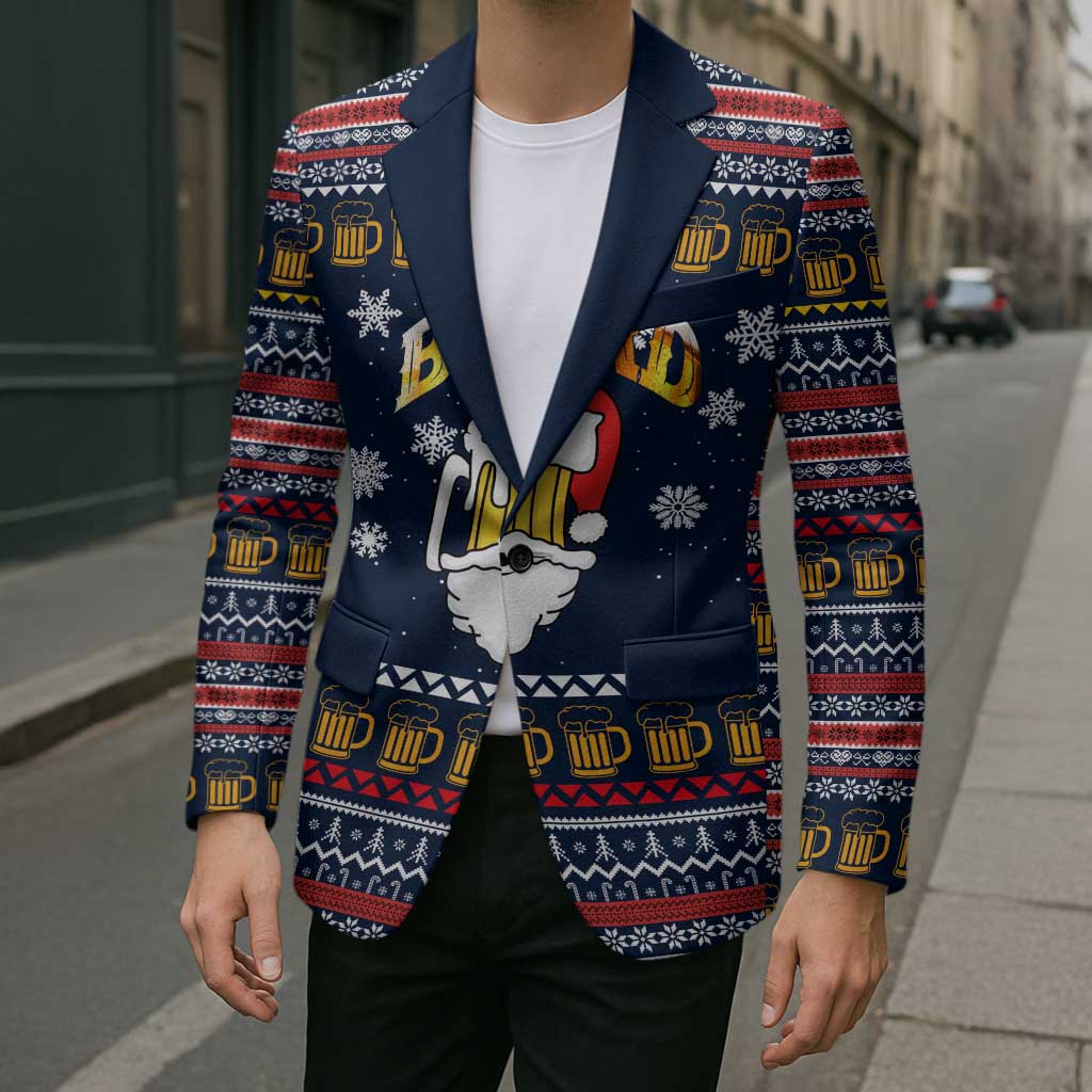 Santa Beerd Christmas Blazer Xmas Holiday Patterns - Wonder Print Shop