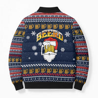 Santa Beerd Christmas Bomber Puffer Jacket Xmas Holiday Patterns - Wonder Print Shop