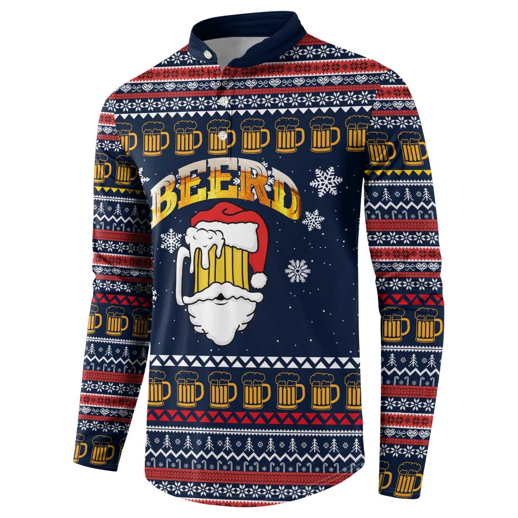 Santa Beerd Christmas Button Sweatshirt Xmas Holiday Patterns - Wonder Print Shop
