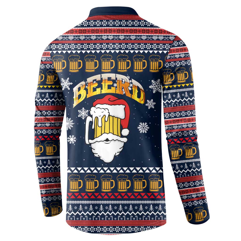 Santa Beerd Christmas Button Sweatshirt Xmas Holiday Patterns - Wonder Print Shop