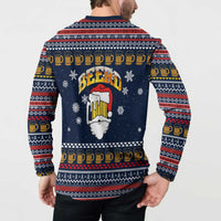 Santa Beerd Christmas Button Sweatshirt Xmas Holiday Patterns - Wonder Print Shop