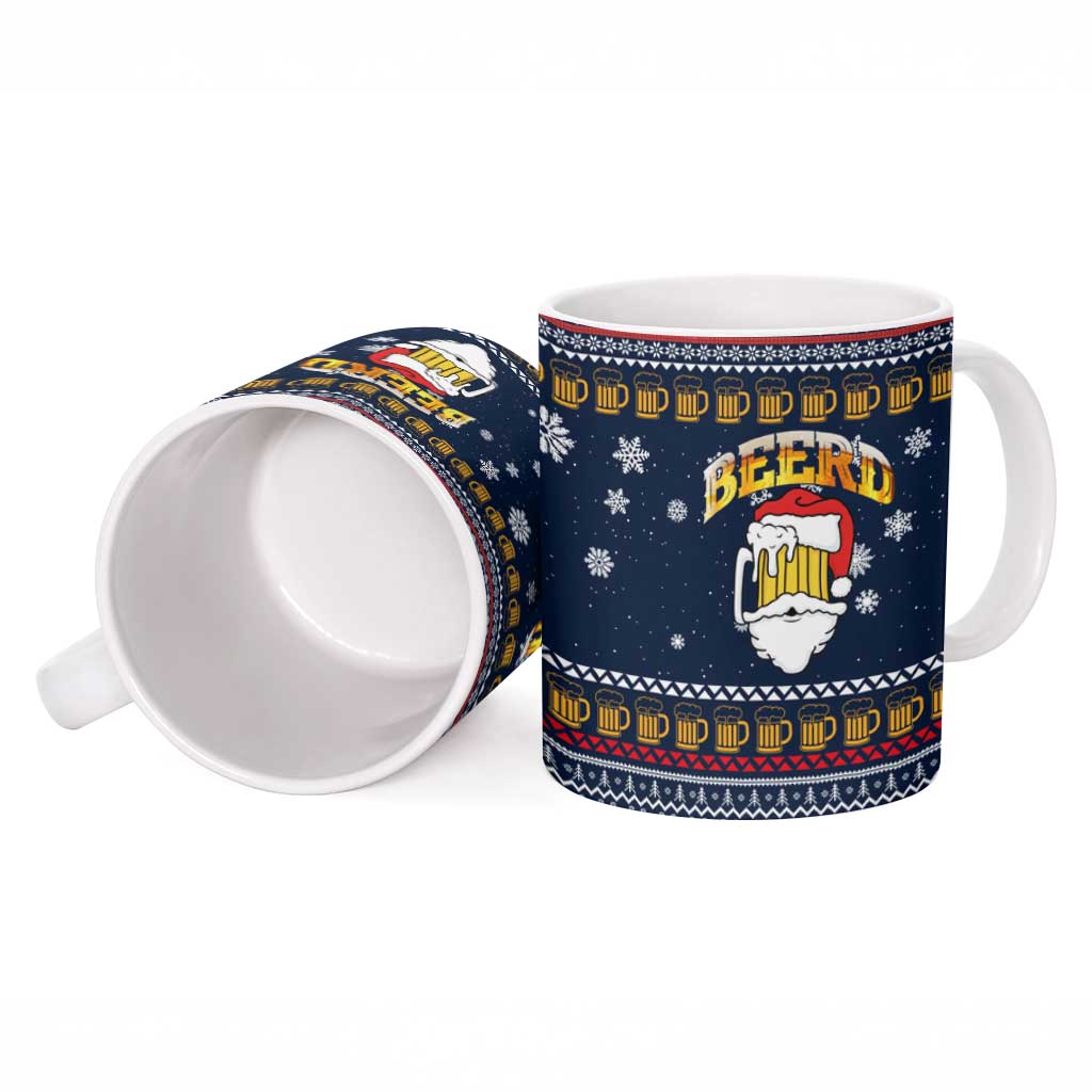 Santa Beerd Christmas Ceramic Mug Xmas Holiday Patterns - Wonder Print Shop