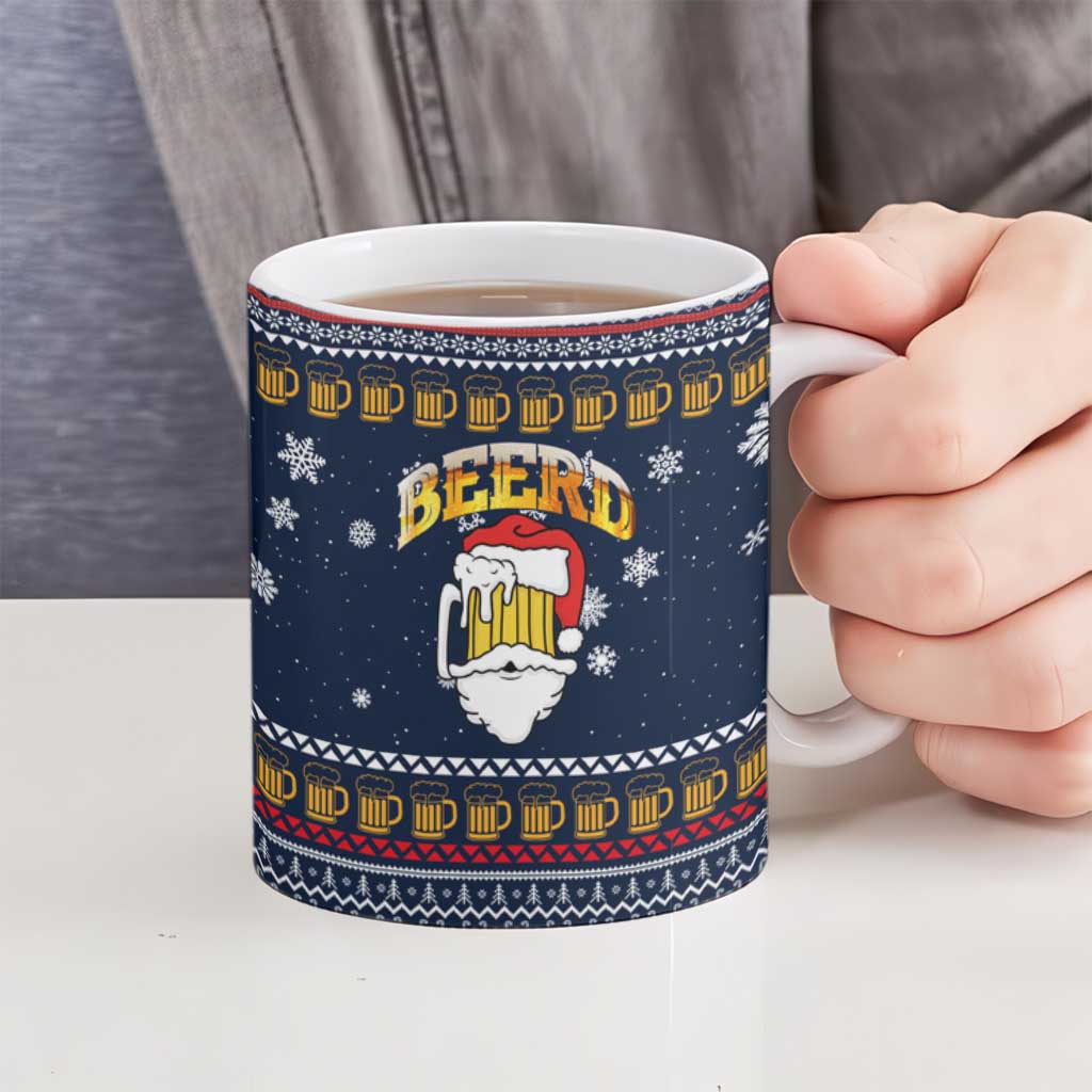 Santa Beerd Christmas Ceramic Mug Xmas Holiday Patterns - Wonder Print Shop