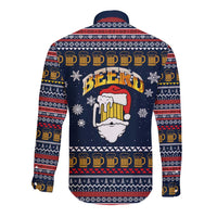 Santa Beerd Christmas Long Sleeve Button Shirt Xmas Holiday Patterns - Wonder Print Shop
