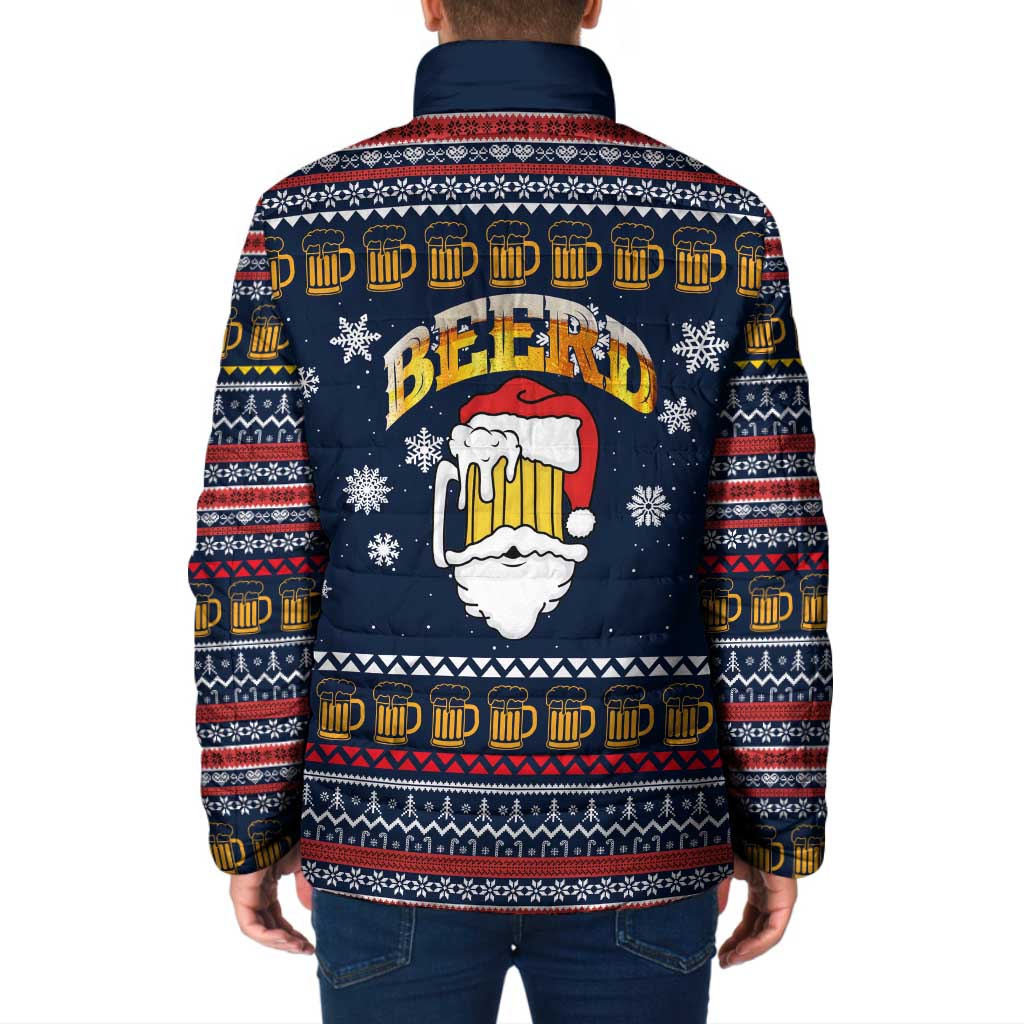 Santa Beerd Christmas Padded Jacket Xmas Holiday Patterns - Wonder Print Shop