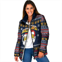 Santa Beerd Christmas Padded Jacket Xmas Holiday Patterns - Wonder Print Shop