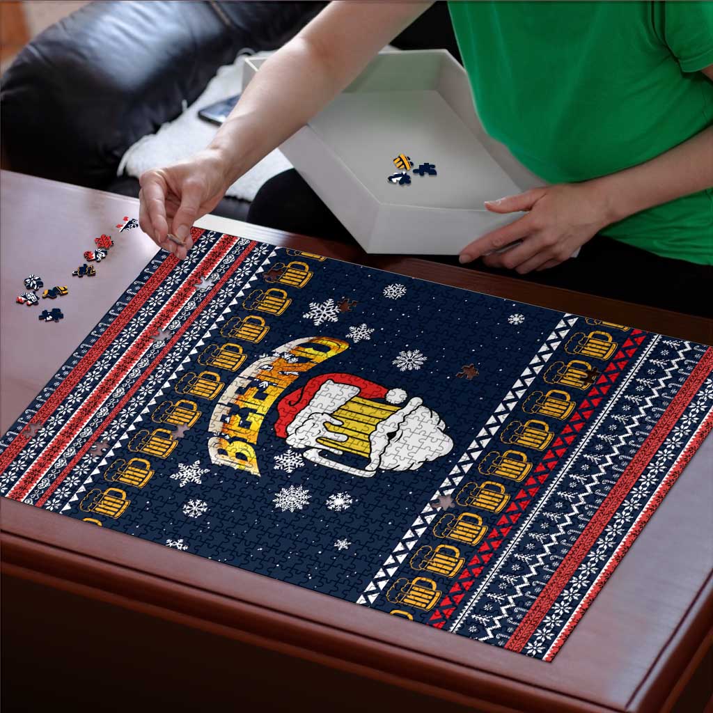 Santa Beerd Christmas Puzzle Xmas Holiday Patterns - Wonder Print Shop