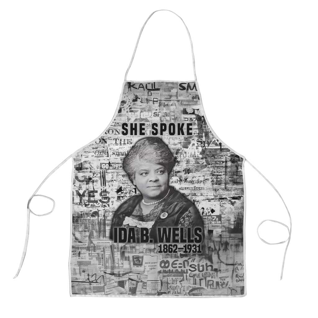 Ida B. Wells Apron with Newspaper Collage Design Powerful Portrait Civil Rights and Free Press Tribute - Wonder Print Shop