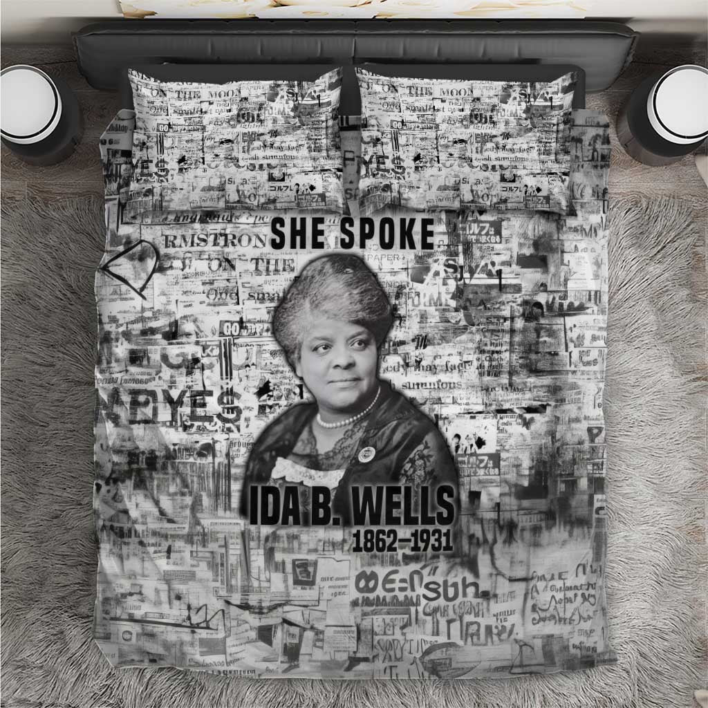 Ida B. Wells Bedding Set with Newspaper Collage Design Powerful Portrait Civil Rights and Free Press Tribute - Wonder Print Shop
