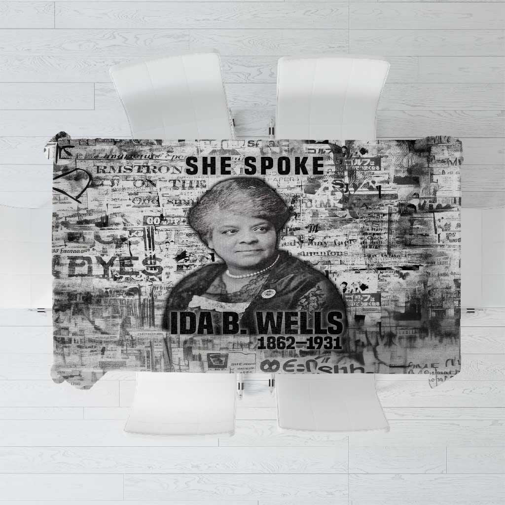 Ida B. Wells Tablecloth with Newspaper Collage Design Powerful Portrait Civil Rights and Free Press Tribute - Wonder Print Shop