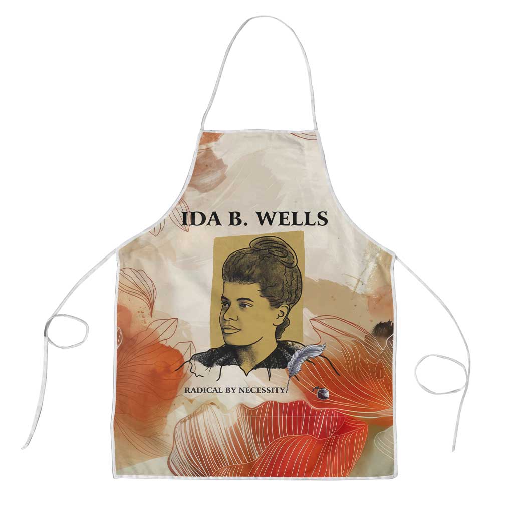 Ida B. Wells Apron with Floral Pen Design Illustrated Portrait Civil Rights and Journalism Tribute - Wonder Print Shop