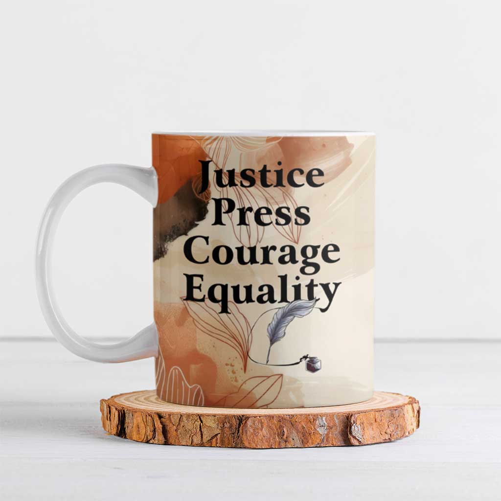 Ida B. Wells Ceramic Mug with Floral Pen Design Illustrated Portrait Civil Rights and Journalism Tribute - Wonder Print Shop