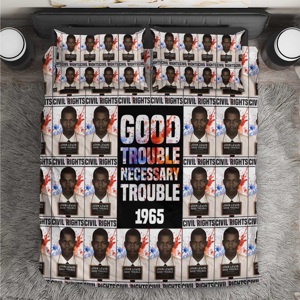 John Lewis Bedding Set with Mugshot Collage Design Civil Rights Portrait Good Trouble Tribute - Wonder Print Shop