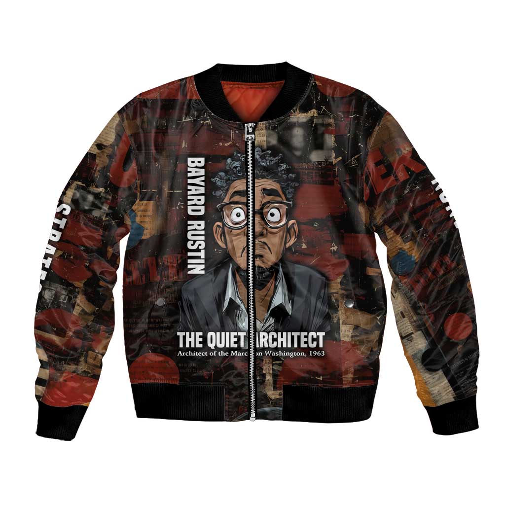 Bayard Rustin Bomber Jacket with Quiet Architect Design Strategy and Courage Civil Rights Tribute - Wonder Print Shop