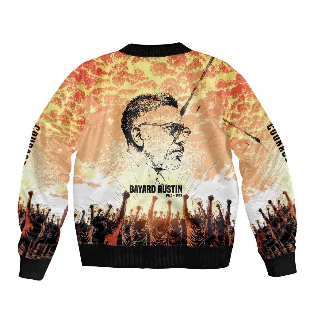 Bayard Rustin Bomber Jacket with Radical Nonviolence Design Protest Crowd and Courage Civil Rights Tribute - Wonder Print Shop
