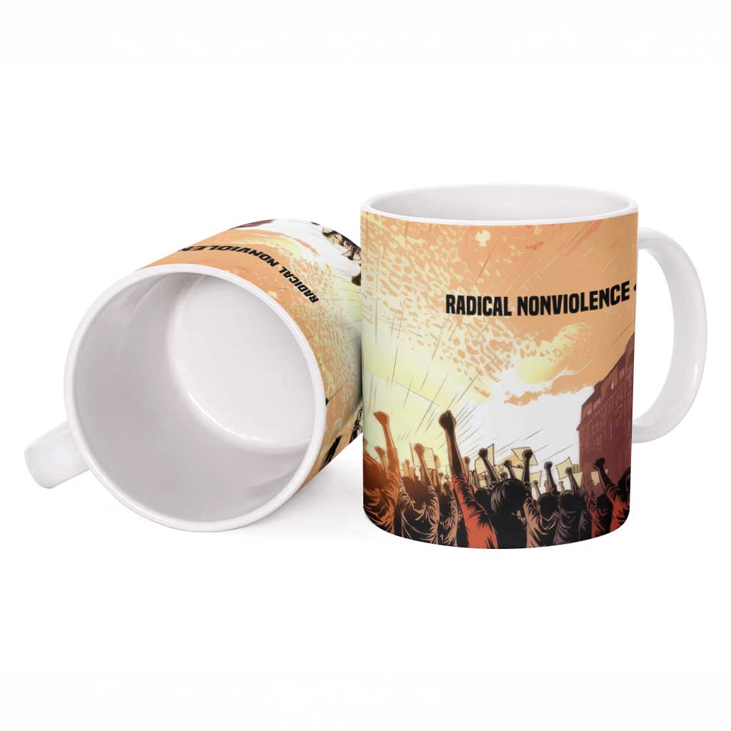 Bayard Rustin Ceramic Mug with Radical Nonviolence Design Protest Crowd and Courage Civil Rights Tribute - Wonder Print Shop