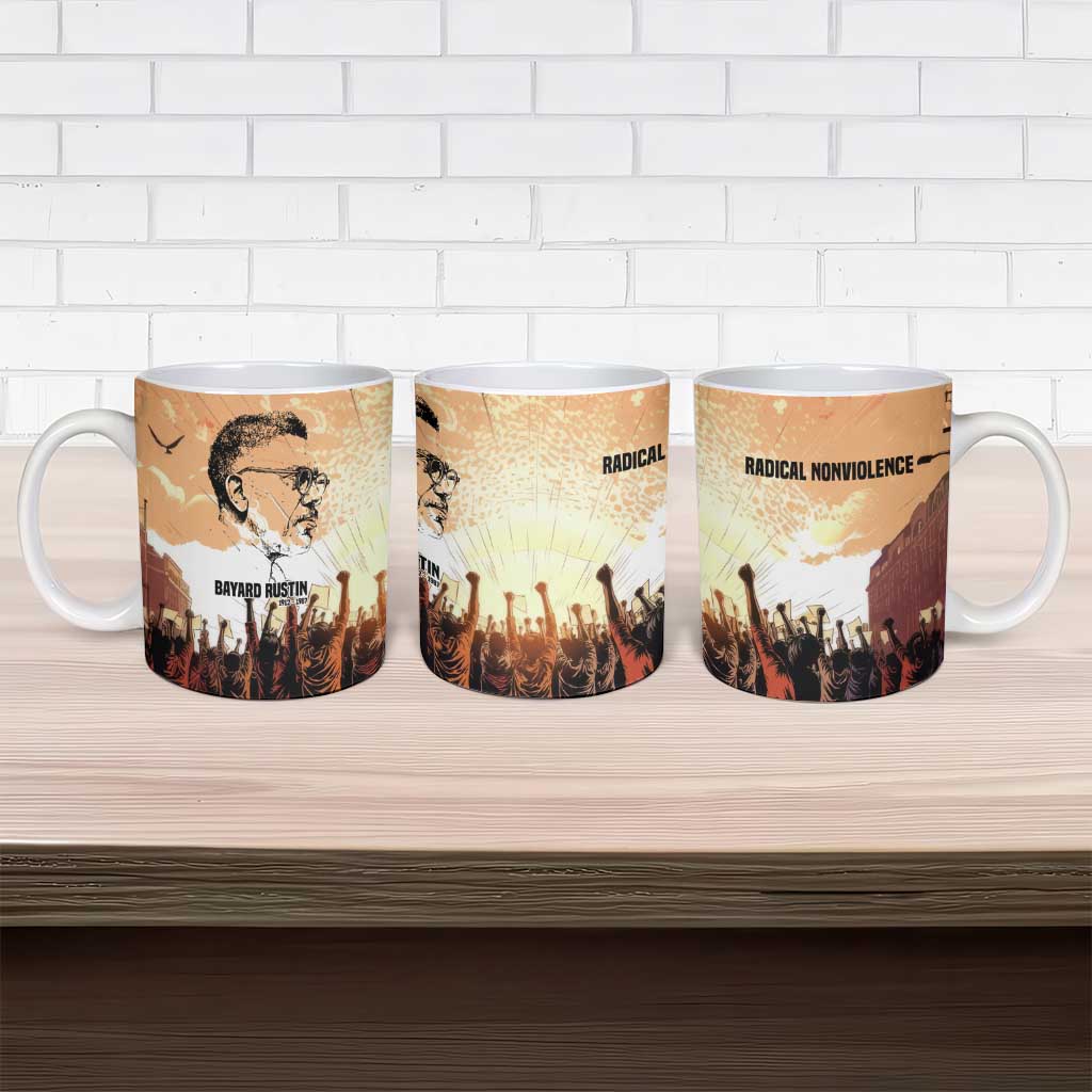 Bayard Rustin Ceramic Mug with Radical Nonviolence Design Protest Crowd and Courage Civil Rights Tribute - Wonder Print Shop