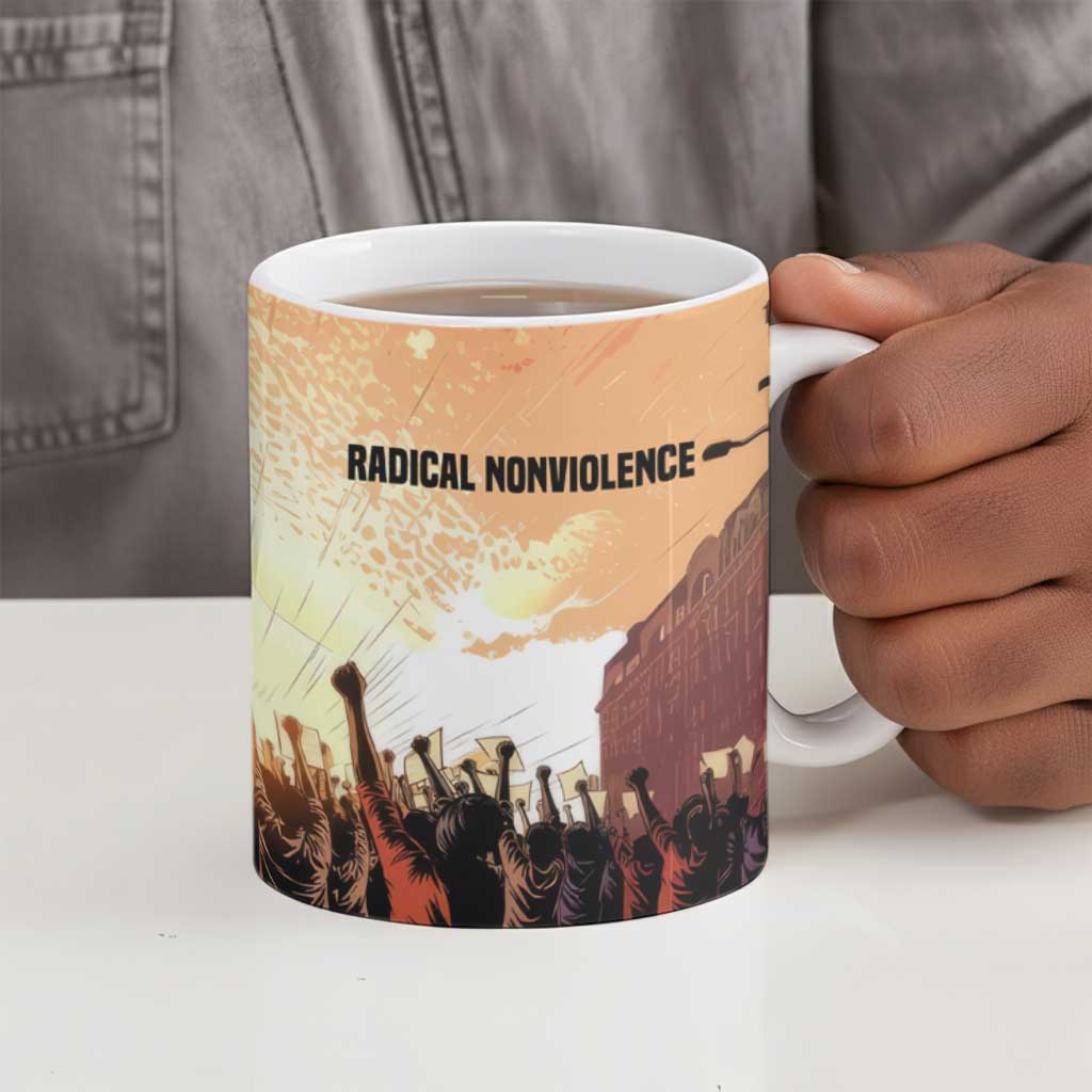 Bayard Rustin Ceramic Mug with Radical Nonviolence Design Protest Crowd and Courage Civil Rights Tribute - Wonder Print Shop