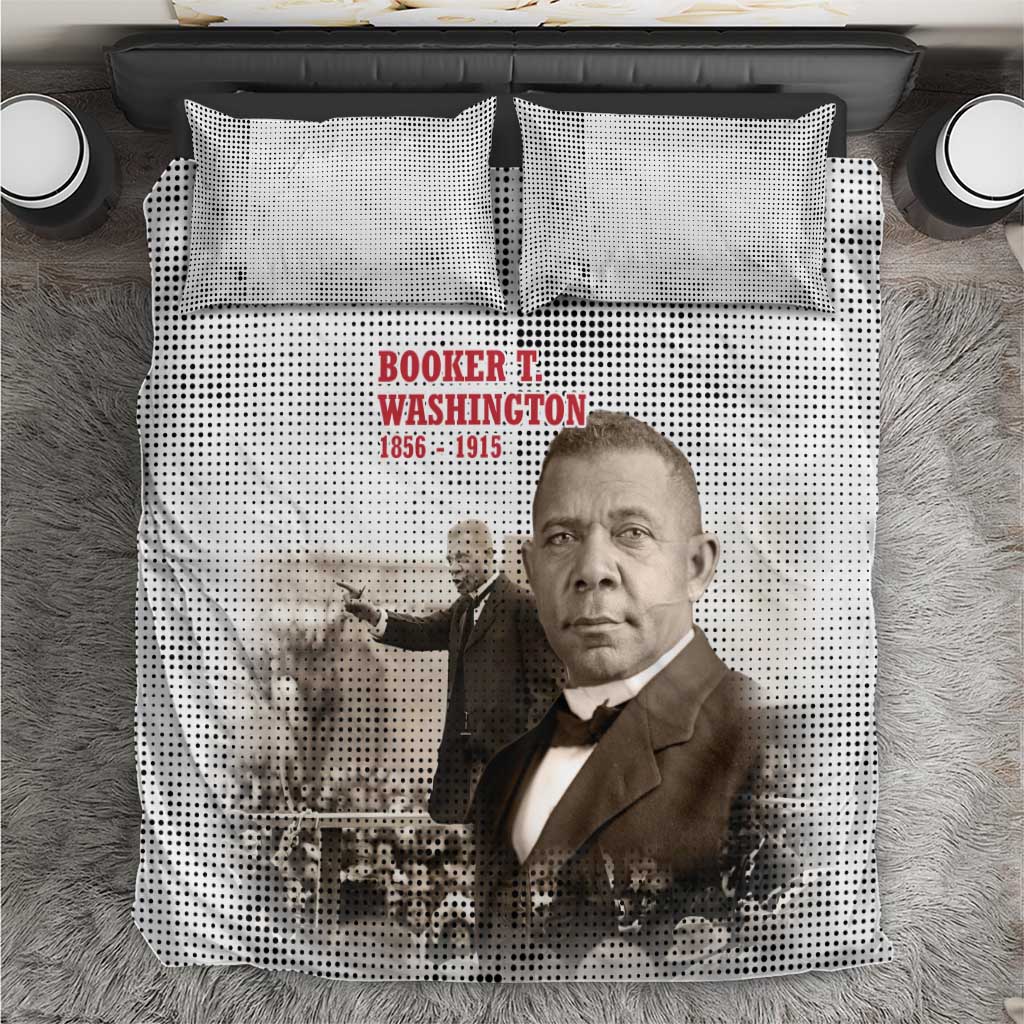 Booker T. Washington Bedding Set Halftone Portrait Design Tilling a Field Quote Historical Civil Rights Tribute - Wonder Print Shop