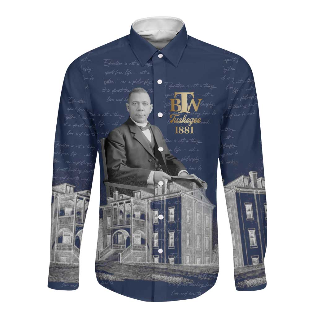 Booker T. Washington Long Sleeve Button Shirt Tuskegee Institute Design Educational Legacy 1881 Historic Tribute - Wonder Print Shop