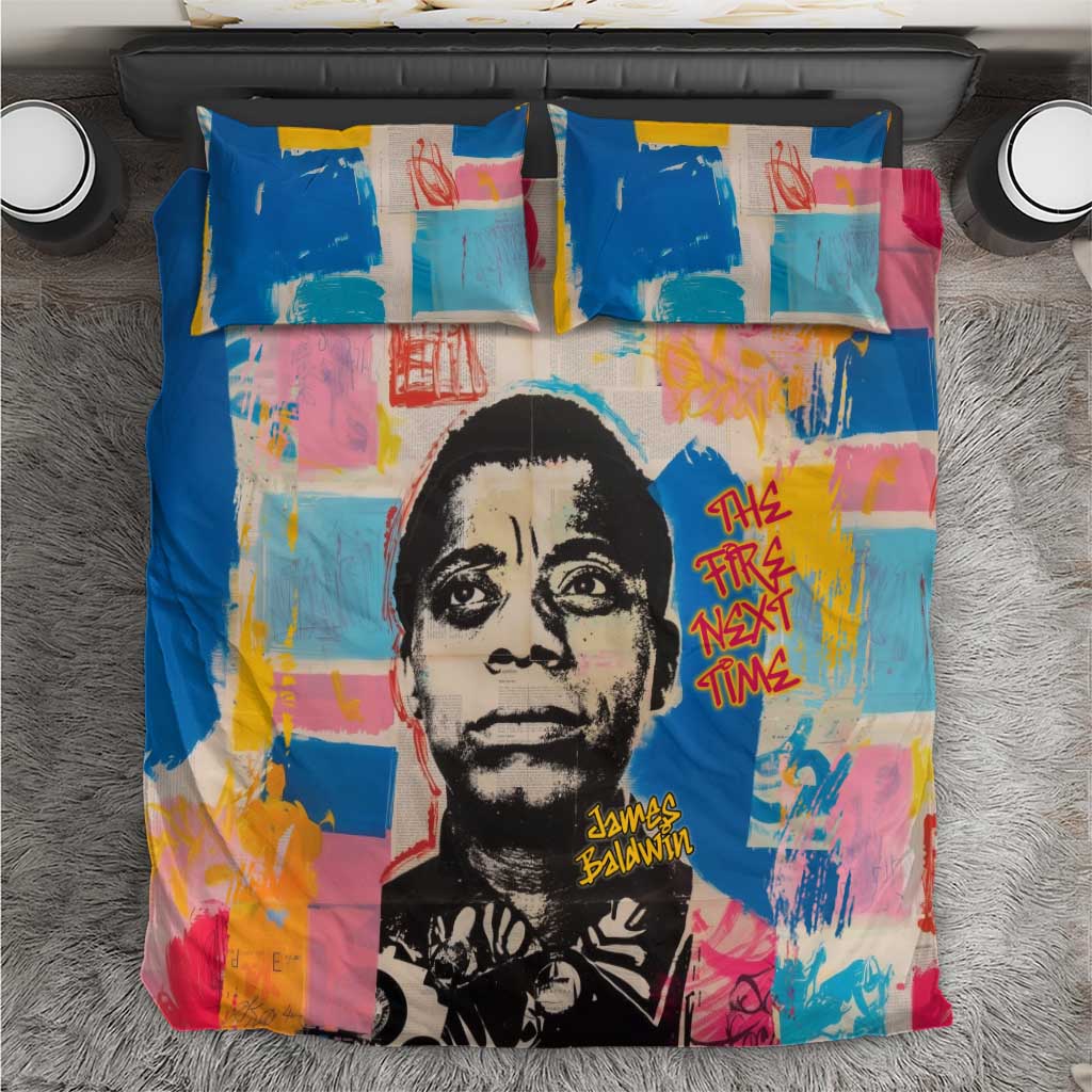 James Baldwin Bedding Set Colorful Graffiti Style Portrait The Fire Next Time Text Bold Civil Rights Tribute - Wonder Print Shop