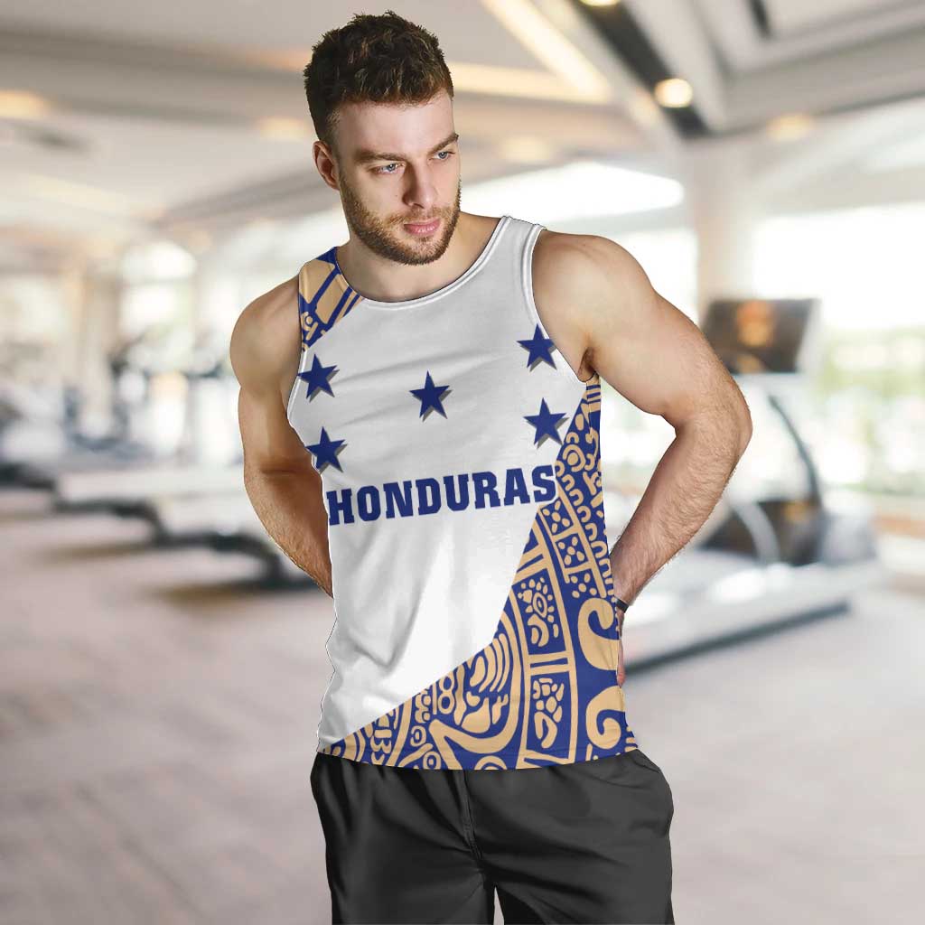 Honduras Men Tank Top National Emblem Blended with Traditional Patterns - Cultural Heritage Design