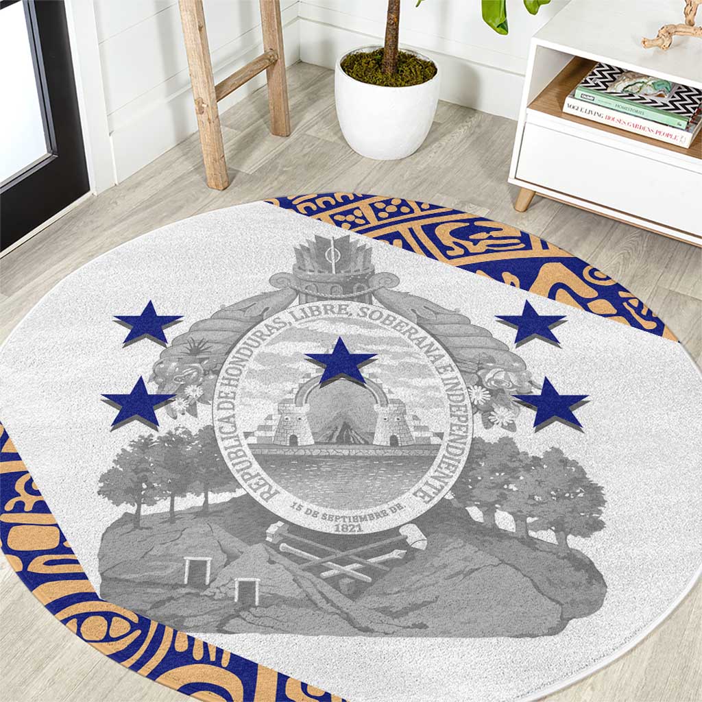 Honduras Round Carpet National Emblem Blended with Traditional Patterns - Cultural Heritage Design