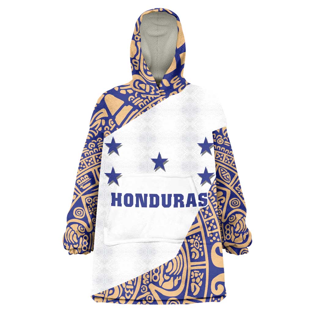 Honduras Wearable Blanket Hoodie National Emblem Blended with Traditional Patterns - Cultural Heritage Design