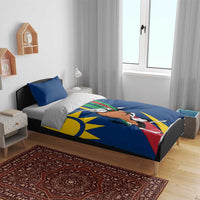 Namibia National Emblem Bedding Set Flag Colors & Symbolic Animals Design
