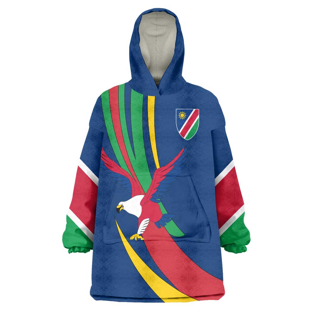 Namibia National Emblem Wearable Blanket Hoodie Flag Colors & Symbolic Animals Design