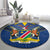 Namibia National Emblem Round Carpet Sporty Style with Traditional Patterns