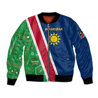 Namibia Flag Bomber Jacket Detailed Design with Traditional Patterns