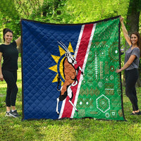 Namibia Flag Quilt Detailed Design with Traditional Patterns
