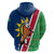 Namibia Flag Zip Hoodie Detailed Design with Traditional Patterns