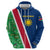 Namibia Flag Zip Hoodie Detailed Design with Traditional Patterns