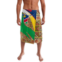 Lavalava wrap skirt with Namibia emblem and multicolor map motif