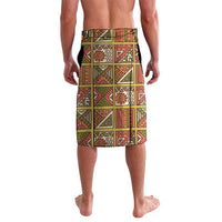 Lavalava wrap skirt with multicolor geometric cultural pattern, knee length
