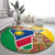 Namibia Map Round Carpet National Emblem & Cultural Motif Design