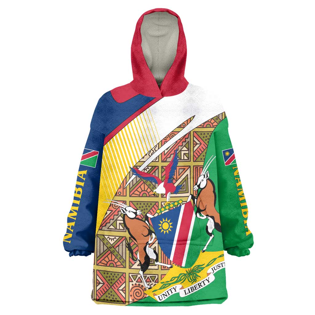 Namibia Map Wearable Blanket Hoodie National Emblem & Cultural Motif Design