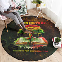 Black History Tree of Knowledge Round Carpet Pan-African Afrocentric Drip Art Illustration