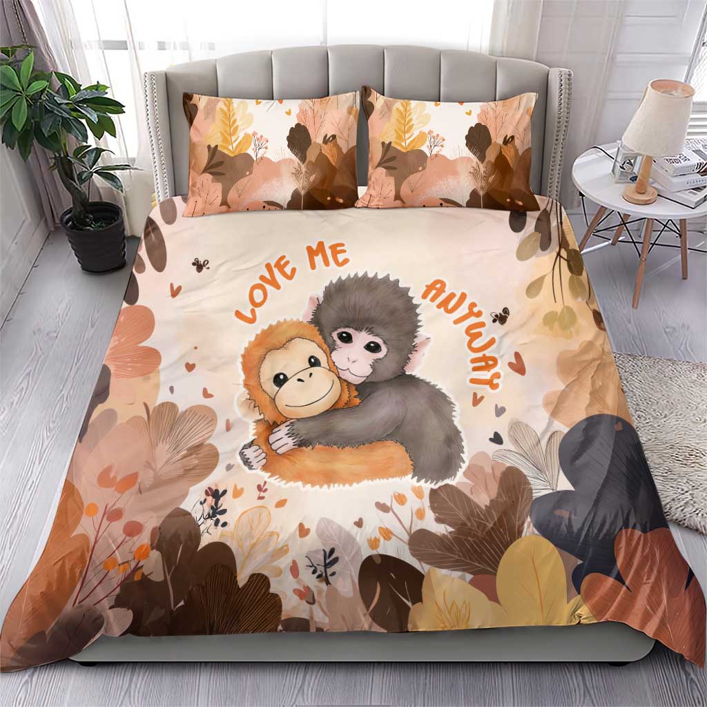 Punch The Monkey Bedding Set Love Me Anyway Baby Monkeys Cute Plush Hugging