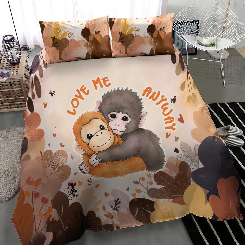 Punch The Monkey Bedding Set Love Me Anyway Baby Monkeys Cute Plush Hugging