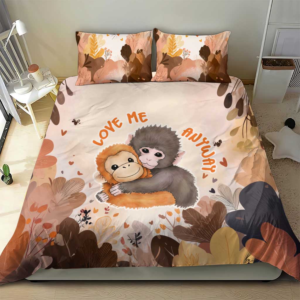 Punch The Monkey Bedding Set Love Me Anyway Baby Monkeys Cute Plush Hugging