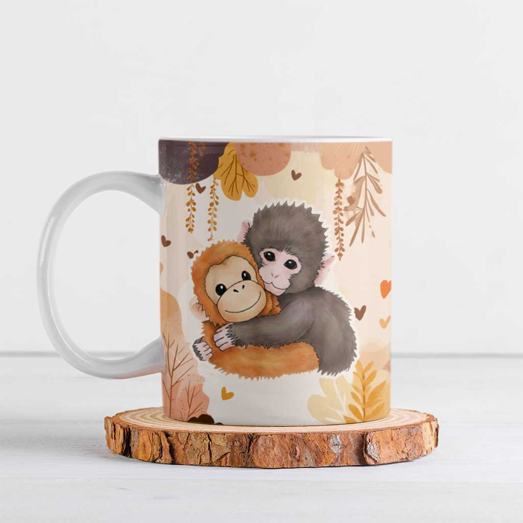 Punch The Monkey Ceramic Mug Love Me Anyway Baby Monkeys Cute Plush Hugging