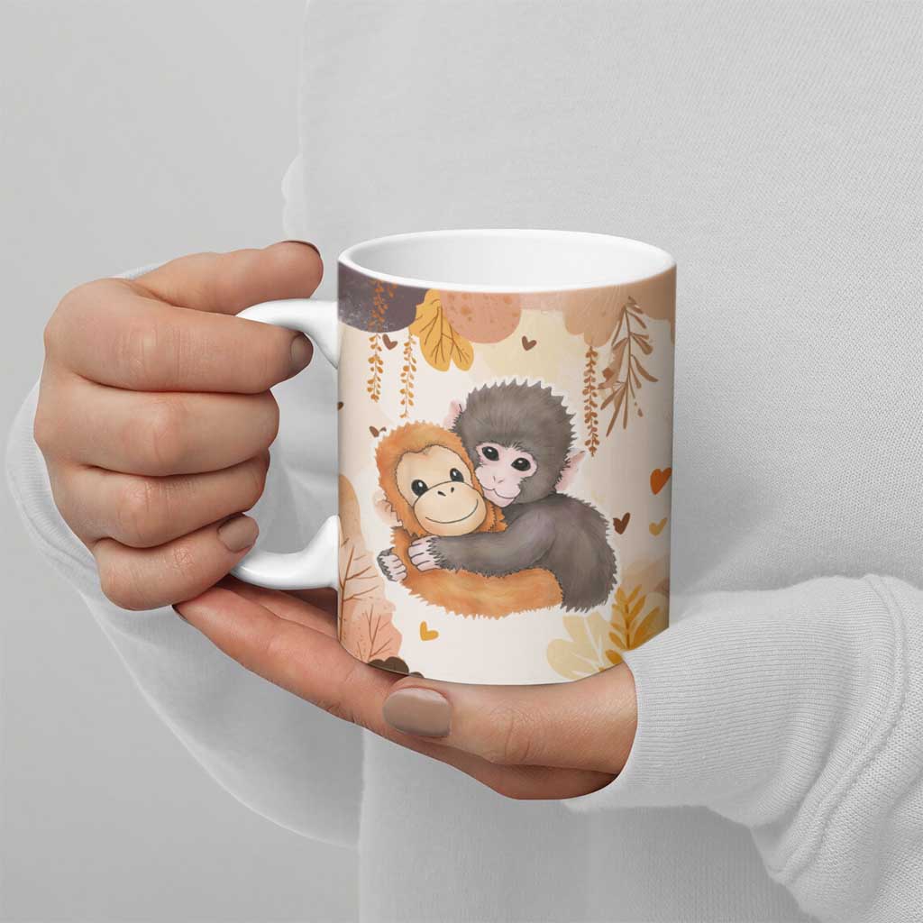 Punch The Monkey Ceramic Mug Love Me Anyway Baby Monkeys Cute Plush Hugging