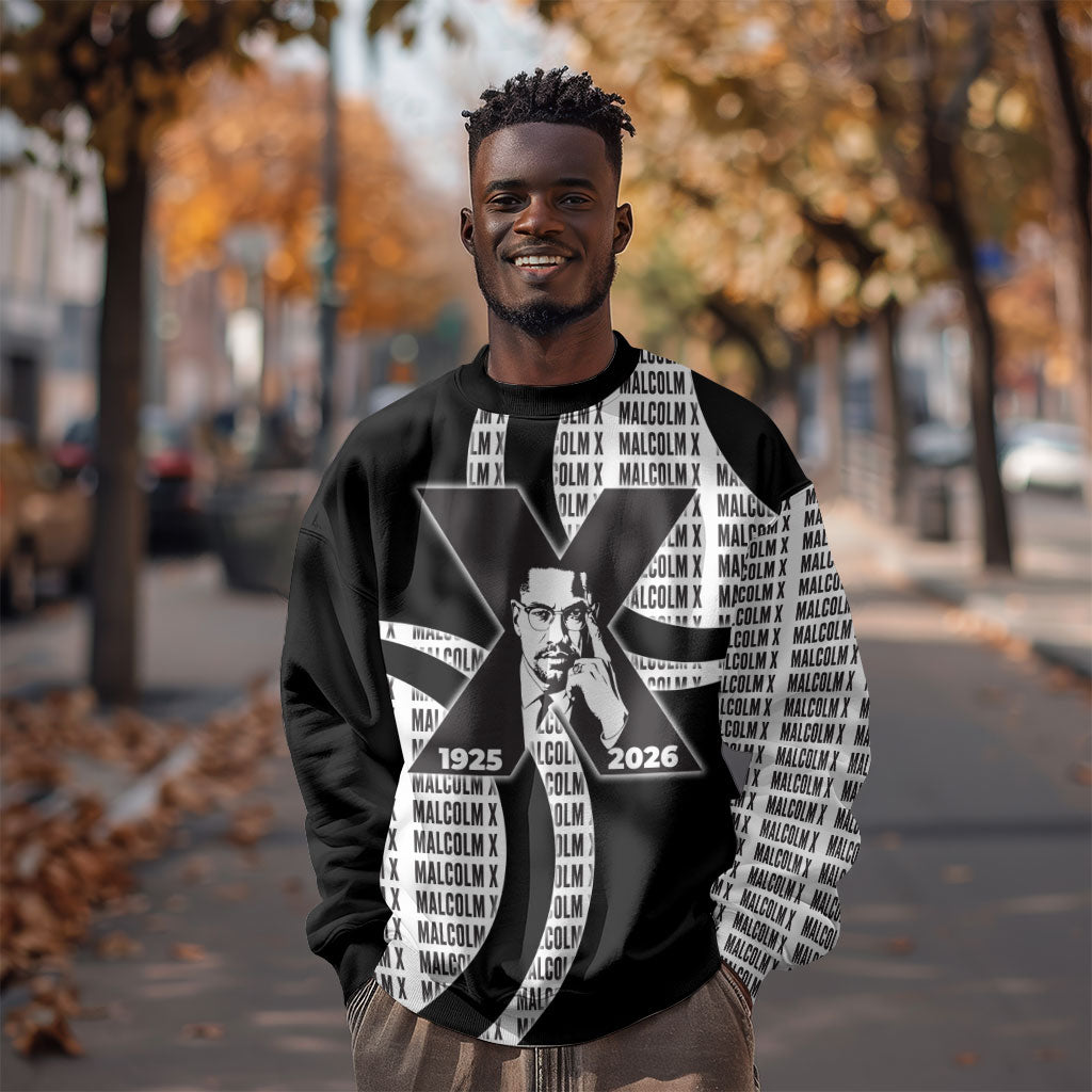 Malcolm X Legacy 1925-2026 Sweatshirt African American Heritage - Iconic Portrait Silhouette
