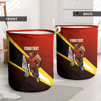 Personalized Belgium Red Devils Football Mascot Laundry Basket Fierce Devil Graphic With Belgian Flag