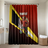 Personalized Belgium Red Devils Football Mascot Bathroom Set Fierce Devil Graphic With Belgian Flag