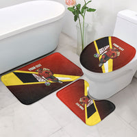 Personalized Belgium Red Devils Football Mascot Bathroom Set Fierce Devil Graphic With Belgian Flag